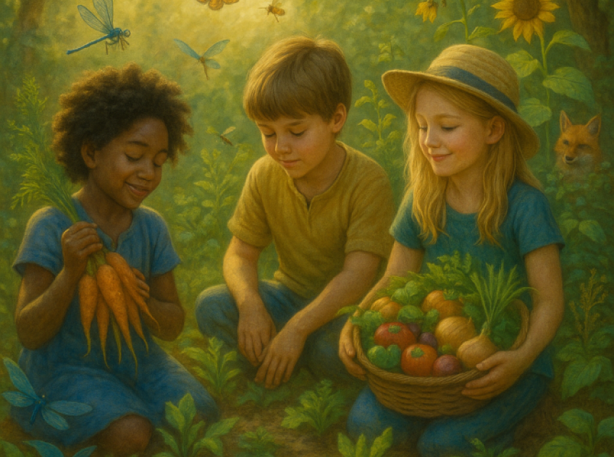 Children gardening