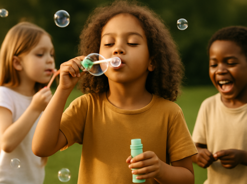 blowing bubbles