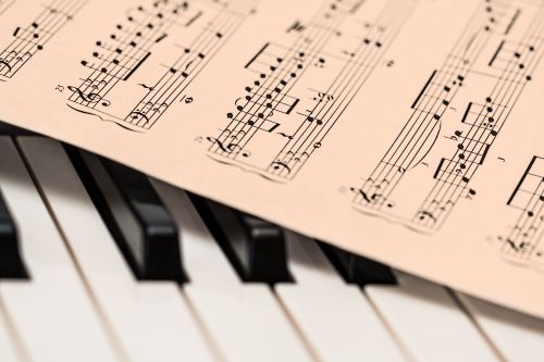 Piano with music sheet
